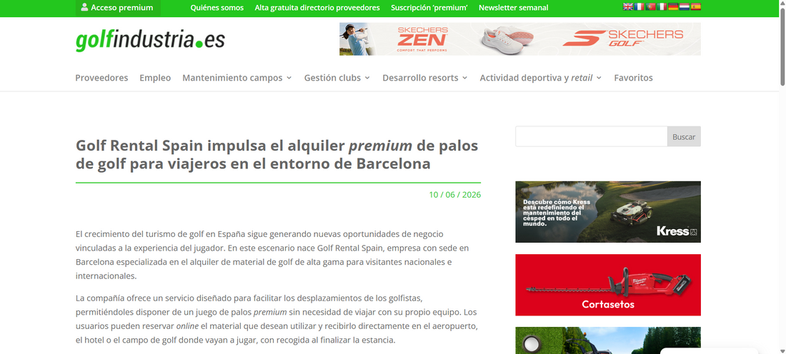 Golf Rental Spain en GolfIndustria: la prensa especializada se hace eco de nuestro proyecto